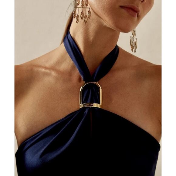 Ralph Lauren Collection Purple Label Silk Halter Midi Dress Cocktail Formal 2 - Picture 5 of 14